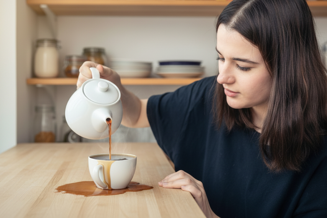 A person looking happy and energetic with a coffee, contrasted with another image of someone looking anxious and jittery with a coffee, representing the two sides of caffeine consumption.